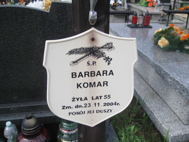 Barbara Komar Skarżysko Kamienna - Grobonet - Wyszukiwarka osób pochowanych